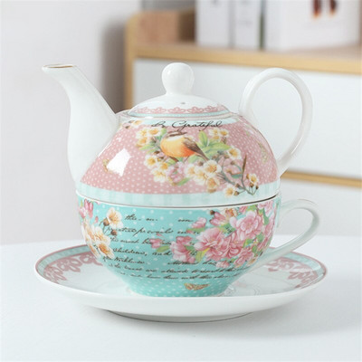 Keramički set za čaj u europskom stilu Cvjetni čajnik Uredska šalica za poslijepodnevni čaj s tanjurićem Aparat za kavu Jednostavna šalica za mlijeko Kuhalo Posuda za čaj