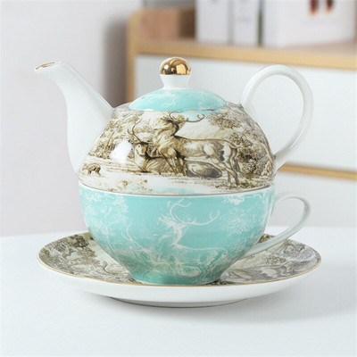 Keramički set za čaj u europskom stilu Cvjetni čajnik Uredska šalica za poslijepodnevni čaj s tanjurićem Aparat za kavu Jednostavna šalica za mlijeko Kuhalo Posuda za čaj