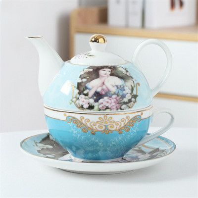 Keramički set za čaj u europskom stilu Cvjetni čajnik Uredska šalica za poslijepodnevni čaj s tanjurićem Aparat za kavu Jednostavna šalica za mlijeko Kuhalo Posuda za čaj