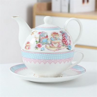 Keramički set za čaj u europskom stilu Cvjetni čajnik Uredska šalica za poslijepodnevni čaj s tanjurićem Aparat za kavu Jednostavna šalica za mlijeko Kuhalo Posuda za čaj