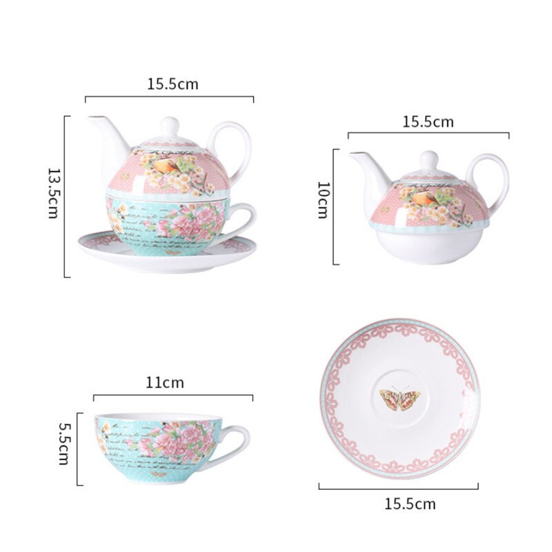 Keramički set za čaj u europskom stilu Cvjetni čajnik Uredska šalica za poslijepodnevni čaj s tanjurićem Aparat za kavu Jednostavna šalica za mlijeko Kuhalo Posuda za čaj