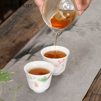 4 бр./лот Китайска чаша за чай от нефрит, ръчно изработена керамична купа за чай Сервиз за чай Аксесоари Главна чаша преносима лична единична чаша 70 ml