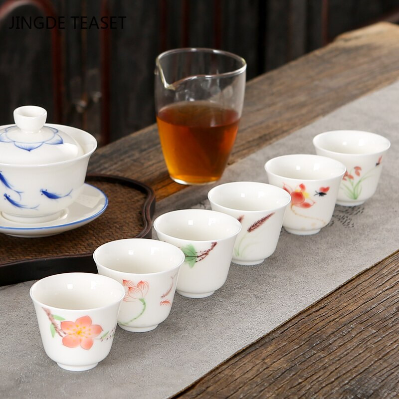 4 kom/lot kineski loj od žada Šalica za čaj Ručno izrađena keramička zdjela za čaj Set za čaj Dodatna oprema Glavna šalica prijenosna osobna jedna šalica 70 ml