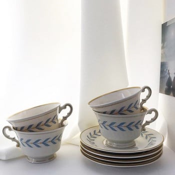 Cutelife Nordic Leaves White Ceramic Cup Diacer Breakfast Drinking Milk Tea Cup Wedding Διακοσμητικό επαναχρησιμοποιούμενο σετ φλιτζανιών καφέ