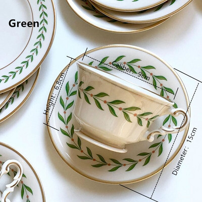 Cutelife Nordic Leaves, farfurie, ceașcă din ceramică albă, mic dejun, ceai cu lapte, ceai cu lapte, set de căni de cafea reutilizabile decorative de nuntă