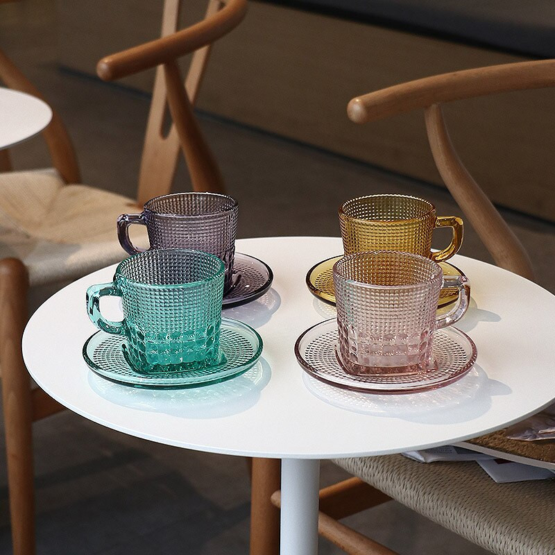 CuteLife Nordic Yellow Transparent Glass Coffee Cube Decoration Kitchen Cute White Cute Glass Cute ...