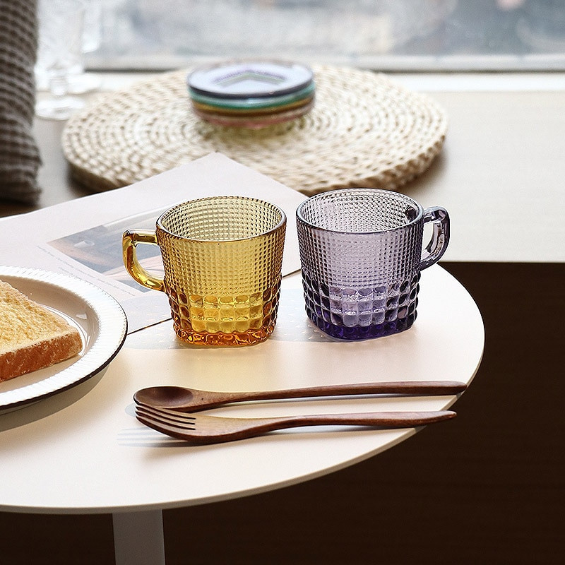 CuteLife Nordic Yellow Transparent Glass Coffee Cube Decoration Kitchen Cute White Cute Glass Cute ...