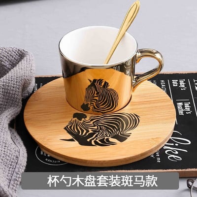 Kreatív galvanizálás tükörreflexiós kerámia fényvisszaverő csésze egyedi teáscsésze tányéros délutáni tea kávéscsésze készlettel