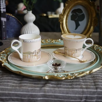 Creative Ceramic Coffee Cup Golden Porcelain Tea Cups Coffee Set Σετ φλιτζάνι καφέ υψηλής ποιότητας