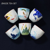 4 kom/lot Kineska keramička šalica za čaj Ručno oslikana šalica s lotosom Mala zdjelica za čaj Ručno izrađeni porculanski set za čaj Pribor Master Drinkware