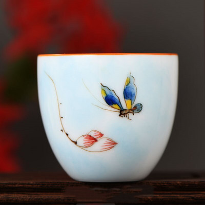 4 kom/lot Kineska keramička šalica za čaj Ručno oslikana šalica s lotosom Mala zdjelica za čaj Ručno izrađeni porculanski set za čaj Pribor Master Drinkware