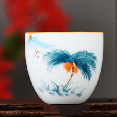 4 kom/lot Kineska keramička šalica za čaj Ručno oslikana šalica s lotosom Mala zdjelica za čaj Ručno izrađeni porculanski set za čaj Pribor Master Drinkware