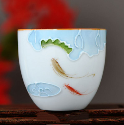 4 kom/lot Kineska keramička šalica za čaj Ručno oslikana šalica s lotosom Mala zdjelica za čaj Ručno izrađeni porculanski set za čaj Pribor Master Drinkware