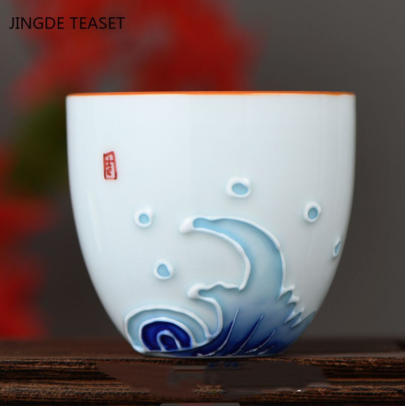 4 kom/lot Kineska keramička šalica za čaj Ručno oslikana šalica s lotosom Mala zdjelica za čaj Ručno izrađeni porculanski set za čaj Pribor Master Drinkware