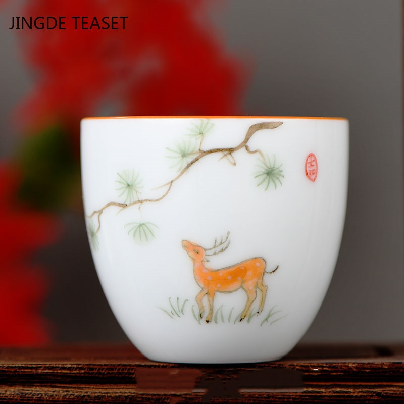 4 kom/lot Kineska keramička šalica za čaj Ručno oslikana šalica s lotosom Mala zdjelica za čaj Ručno izrađeni porculanski set za čaj Pribor Master Drinkware