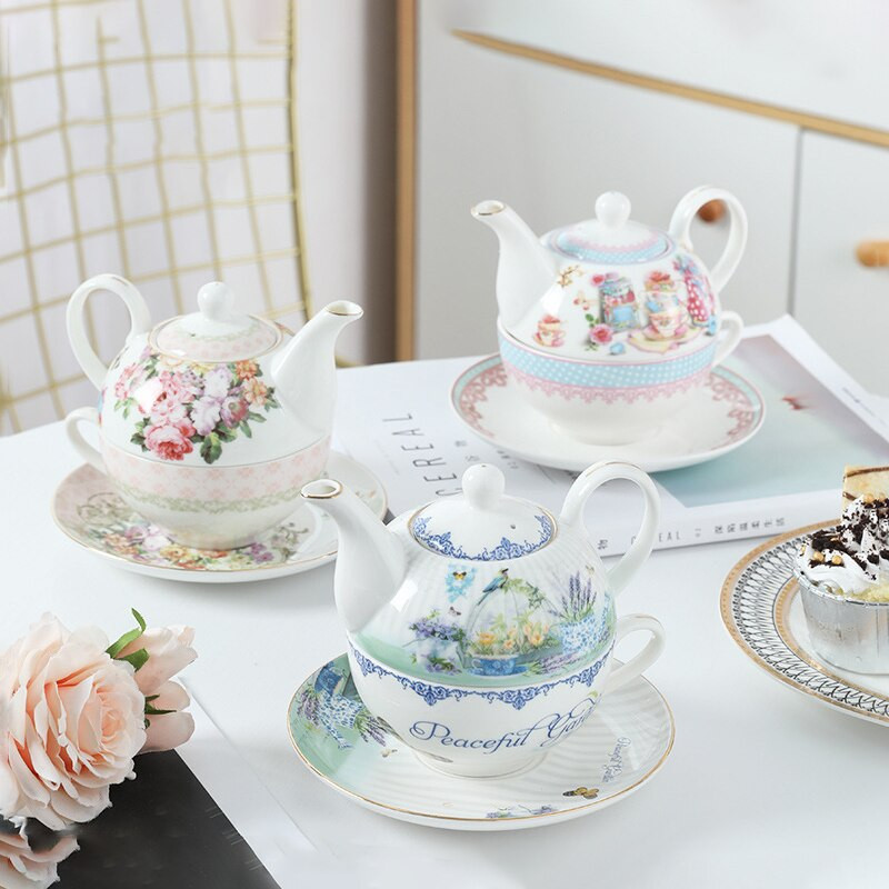 Sada čajníka a šálky pre jedného, kostný porcelán pre ženy, mužov, mamy a deti, čaj a káva, sada čajníka pre jedného