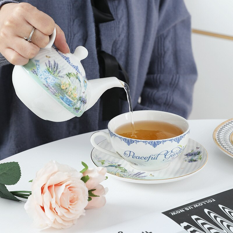 Sada čajníka a šálky pre jedného, kostný porcelán pre ženy, mužov, mamy a deti, čaj a káva, sada čajníka pre jedného