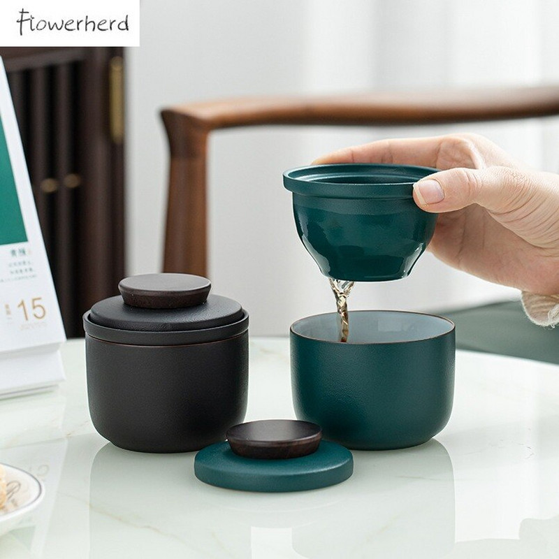 Japanski keramički porculanski kung fu pribor za čaj Posuđe za putovanje na otvorenom Lonac za čaj i šalica Prijenosna pohrana Uredska šalica za čaj