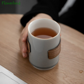 Керамична чаша за чай 10,5x7,6 см Чаша за чай с голям капацитет Чаша за кафе Ледено сива глазура Чаша за вода Изолирана голяма лична чаша Master Cup