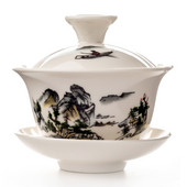 Ručne maľovaná čajová súprava z Číny, Dehua Gai Wan, biely porcelán, Gaiwan, porcelánová sada kanvíc na čaj na cesty, krásna a jednoduchá kanvica.