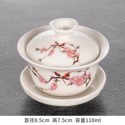 Ručne maľovaná čajová súprava z Číny, Dehua Gai Wan, biely porcelán, Gaiwan, porcelánová sada kanvíc na čaj na cesty, krásna a jednoduchá kanvica.
