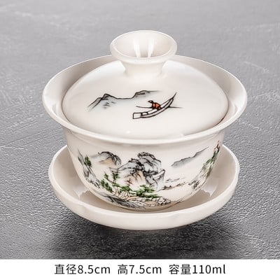 Ručne maľovaná čajová súprava z Číny, Dehua Gai Wan, biely porcelán, Gaiwan, porcelánová sada kanvíc na čaj na cesty, krásna a jednoduchá kanvica.