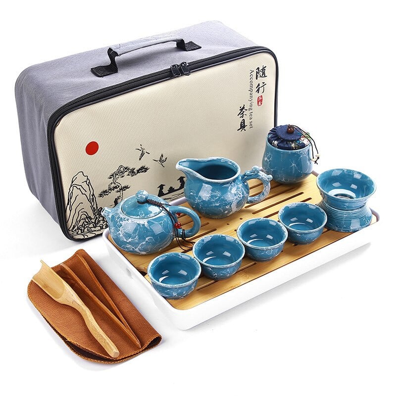 Set de ceai chinezesc de înaltă calitate Kung Fu Set de ceainic portabil din ceramică pentru călătorie în aer liber Cești de ceai Gaiwan Ceremonia de ceai ceașcă