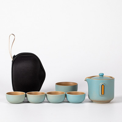 Kineski putni kung fu set za čaj Keramički prijenosni čajnik Porculanski čajnik Gaiwan šalice čaja Čajna ceremonija Lončić s putnom torbom