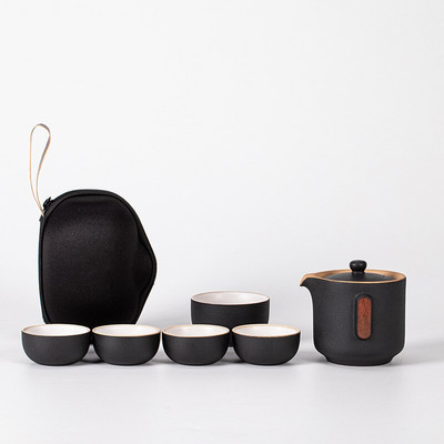 Kineski putni kung fu set za čaj Keramički prijenosni čajnik Porculanski čajnik Gaiwan šalice čaja Čajna ceremonija Lončić s putnom torbom