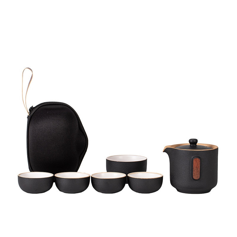 Kineski putni kung fu set za čaj Keramički prijenosni čajnik Porculanski čajnik Gaiwan šalice čaja Čajna ceremonija Lončić s putnom torbom