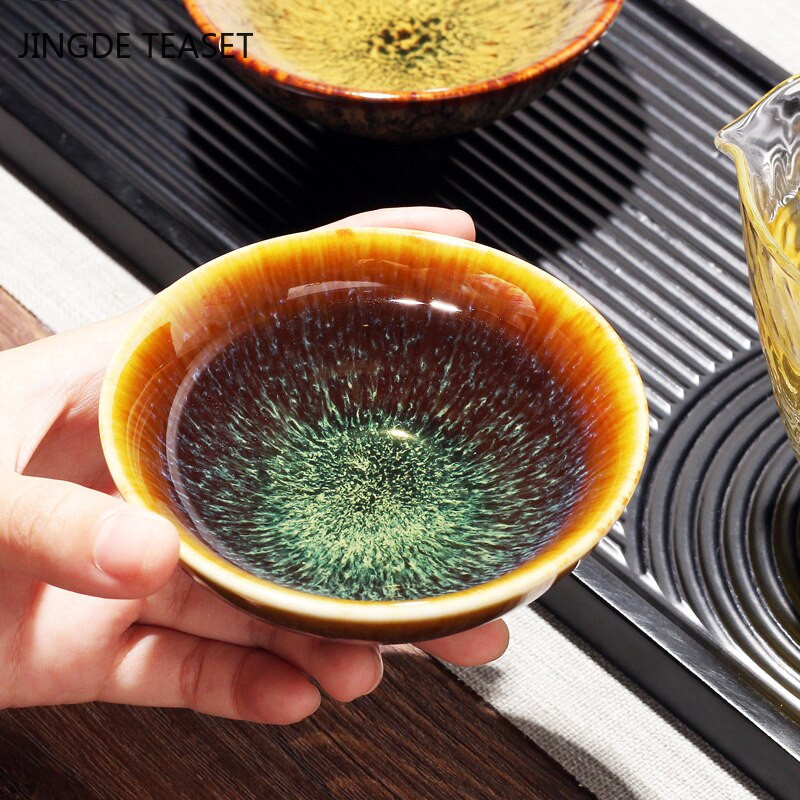 4 kom/lot Kineska peć za promjenu keramike Šalica za čaj Izvrsna ručno izrađena vintage jedna šalica Zdjela za čaj Master Cup Dodaci za pribor za čaj