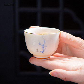 2 бр./компл. Китайска керамична чаша за чай Suet jade Чаша за кафе Ръчно изработена малка купа за чай Порцеланов сервиз за чай Аксесоари Лична единична чаша