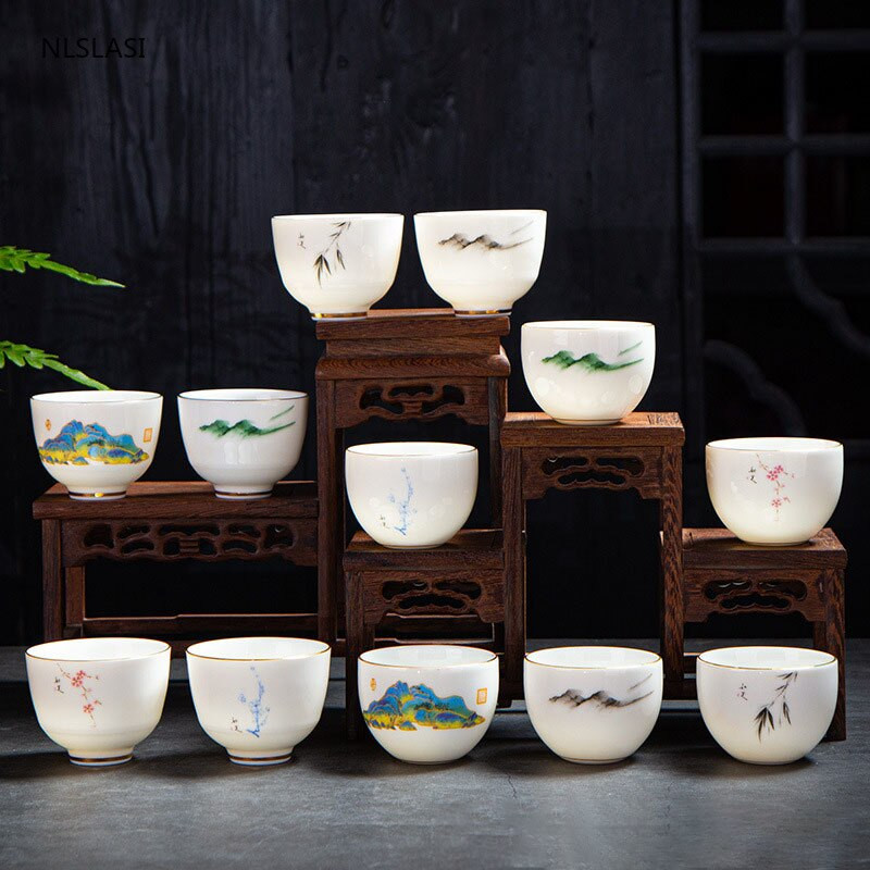 2 buc/set ceașcă de ceai din ceramică chinezească jad ceașcă de cafea bol mic de ceai lucrat manual set de ceai din porțelan Accesorii o singură ceașcă personală