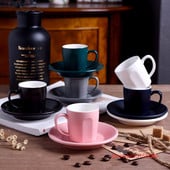 Sada hrnčekov a podšálok na espresso 80 ml v matnej farbe, hrubý taliansky hrnček Demitasse, kaviareň, ESPRESSO SHOT