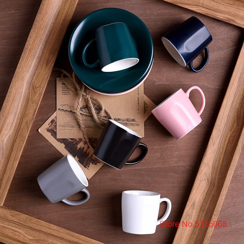 Sada hrnčekov a podšálok na espresso 80 ml v matnej farbe, hrubý taliansky hrnček Demitasse, kaviareň, ESPRESSO SHOT