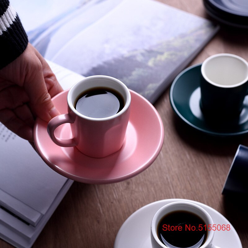 Sada hrnčekov a podšálok na espresso 80 ml v matnej farbe, hrubý taliansky hrnček Demitasse, kaviareň, ESPRESSO SHOT