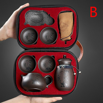 Purple Sand Express šalica Jedna posuda Četiri šalice Putni set čaja Prijenosna torba za nošenje Vanjski Kung Fu čajnik Šalica čaja
