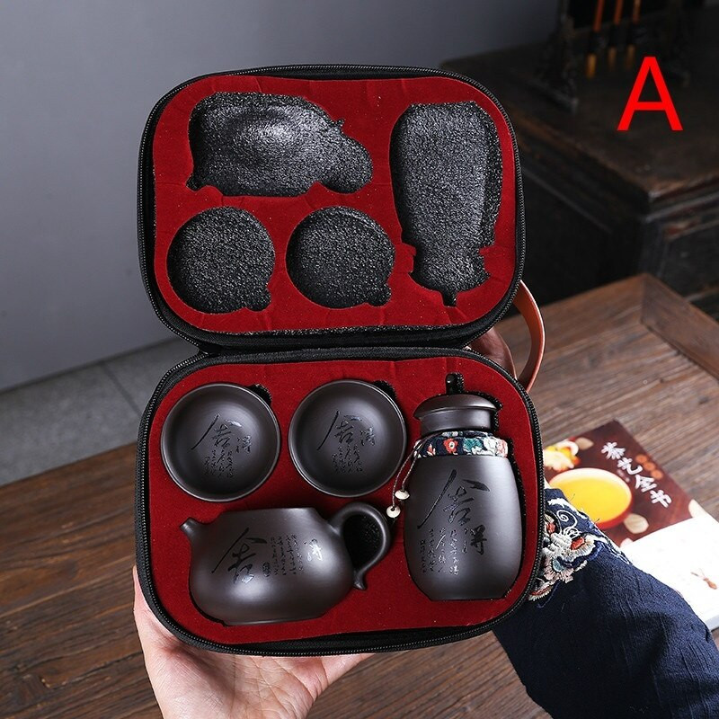 Purple Sand Express šalica Jedna posuda Četiri šalice Putni set čaja Prijenosna torba za nošenje Vanjski Kung Fu čajnik Šalica čaja