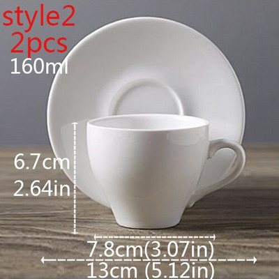 3 štýlové 2 ks porcelánové šálky na kávu s podšálkami, čisto biele popoludňajšie keramické hrnčeky na kávu, šálky na čaj s podnosmi, riad