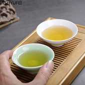 WSHYUFEI Biele porcelánové čajové šálky Ručne vyrobené keramické šálky Čínska čajová súprava Čajová miska Kancelária Domácnosť Majstrovské šálky 3 ks/sada