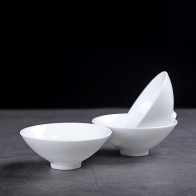 WSHYUFEI Biele porcelánové čajové šálky Ručne vyrobené keramické šálky Čínska čajová súprava Čajová miska Kancelária Domácnosť Majstrovské šálky 3 ks/sada