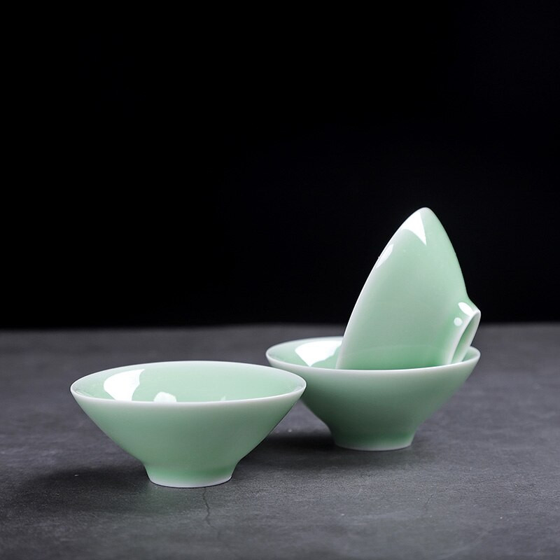 WSHYUFEI Biele porcelánové čajové šálky Ručne vyrobené keramické šálky Čínska čajová súprava Čajová miska Kancelária Domácnosť Majstrovské šálky 3 ks/sada