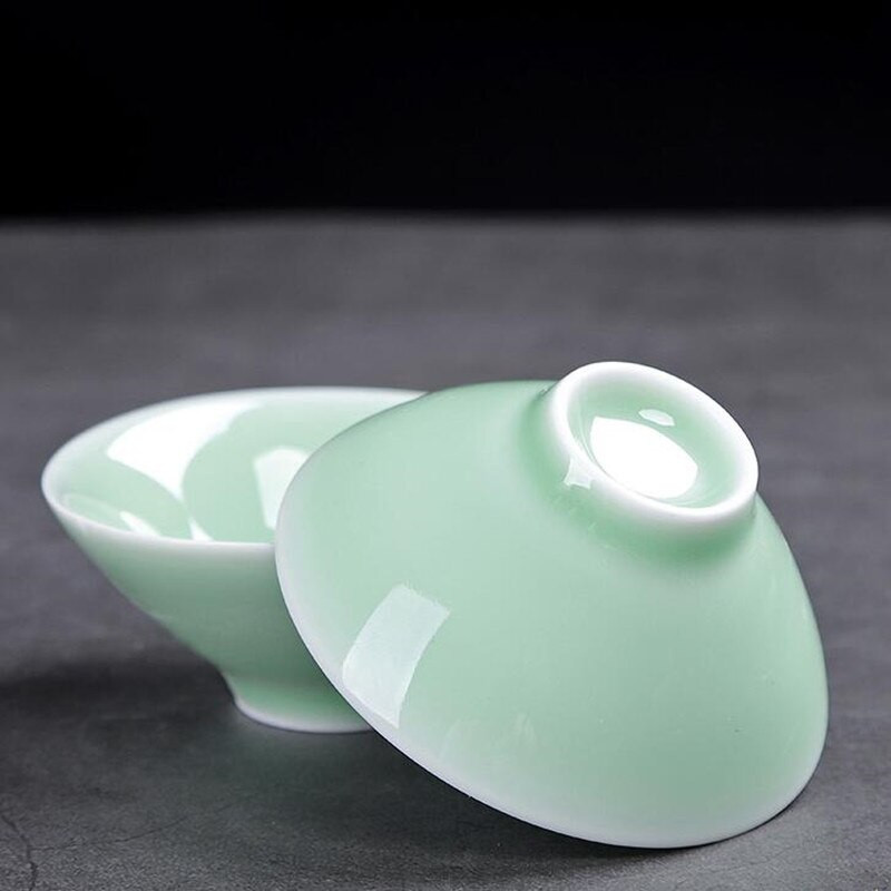 WSHYUFEI Biele porcelánové čajové šálky Ručne vyrobené keramické šálky Čínska čajová súprava Čajová miska Kancelária Domácnosť Majstrovské šálky 3 ks/sada