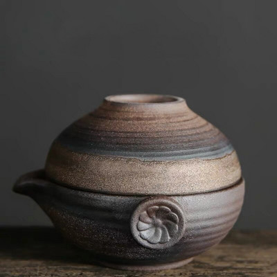 Japoniško stiliaus keraminis arbatinukas Kung Fu Gaiwan stambios keramikos virdulys vandens puodelis Nešiojami kelioniniai arbatos rinkiniai Biuro arbatos puodelis