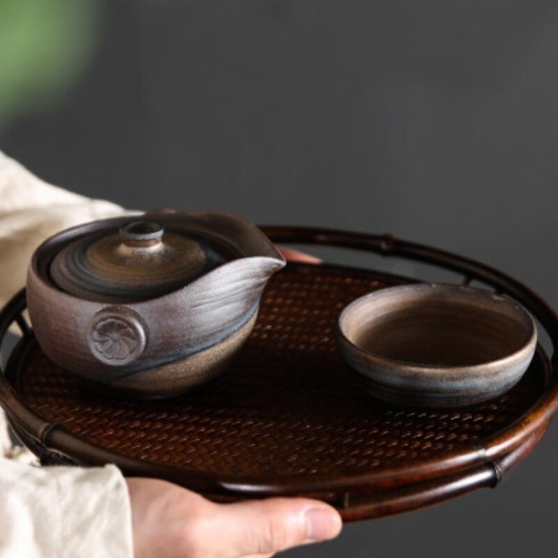 Japoniško stiliaus keraminis arbatinukas Kung Fu Gaiwan stambios keramikos virdulys vandens puodelis Nešiojami kelioniniai arbatos rinkiniai Biuro arbatos puodelis