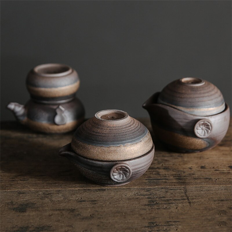 Japoniško stiliaus keraminis arbatinukas Kung Fu Gaiwan stambios keramikos virdulys vandens puodelis Nešiojami kelioniniai arbatos rinkiniai Biuro arbatos puodelis