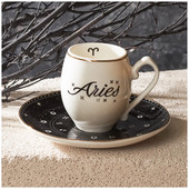 Turkiškas kavos puodelio ir lėkštės rinkinys Avinas Jautis Dvyniai Vėžys Liūtas Mergelė Zodiako ženklai Stilingas dizainas Virtuvės technika Pradžia