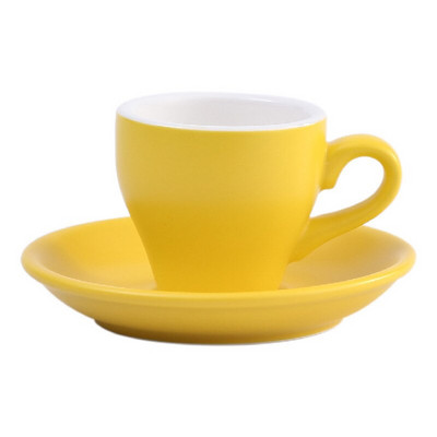 Sada šálok a podšálok na talianske espresso SHOT v cukríkovej farbe, 80 ml, mini čierny hrnček na kávu s matnou textúrou, šálky na tureckú kávu