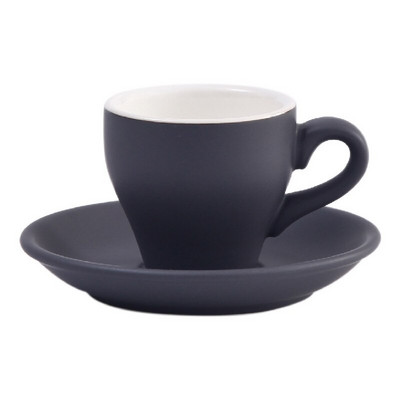 Sada šálok a podšálok na talianske espresso SHOT v cukríkovej farbe, 80 ml, mini čierny hrnček na kávu s matnou textúrou, šálky na tureckú kávu