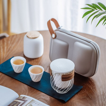 Керамичен чайник с една тенджера, три чаши, един резервоар за съхранение gaiwan, чаша за чай, комплекти за чай, преносим сервиз за чай за пътуване, сервиз за напитки